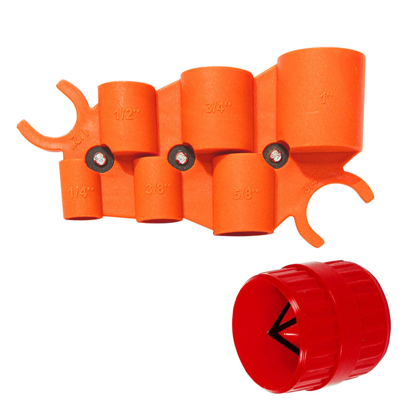 [Australia - AusPower] - 1/4'' - 1'' Depth Gauge and Pipe Deburring Tool Kit, 1/8'' to 1-5/8'' Inner Outer Reamer Pipe Tubing Chamfer Tool for PVC, PPR, CPVC, Brass, Aluminum Pipe 