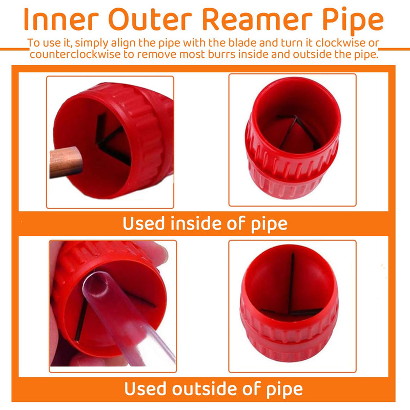 [Australia - AusPower] - 1/4'' - 1'' Depth Gauge and Pipe Deburring Tool Kit, 1/8'' to 1-5/8'' Inner Outer Reamer Pipe Tubing Chamfer Tool for PVC, PPR, CPVC, Brass, Aluminum Pipe 