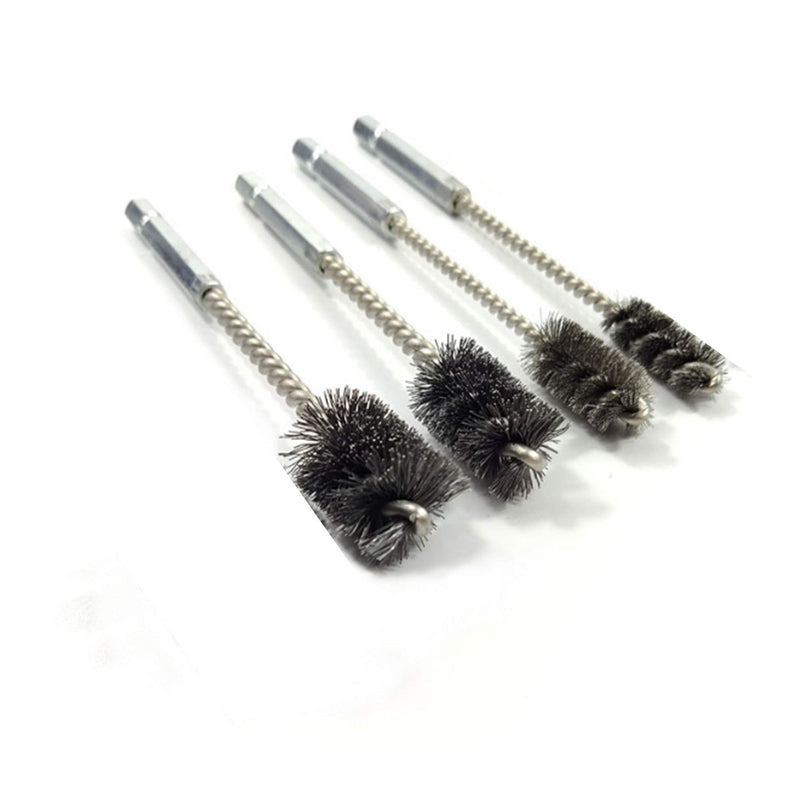 [Australia - AusPower] - 4 Piece Stainless Steel Wire Brush for ports, tubes, bearings and other common wire brush applications Power Drill Impact Driver - Hex Shank 