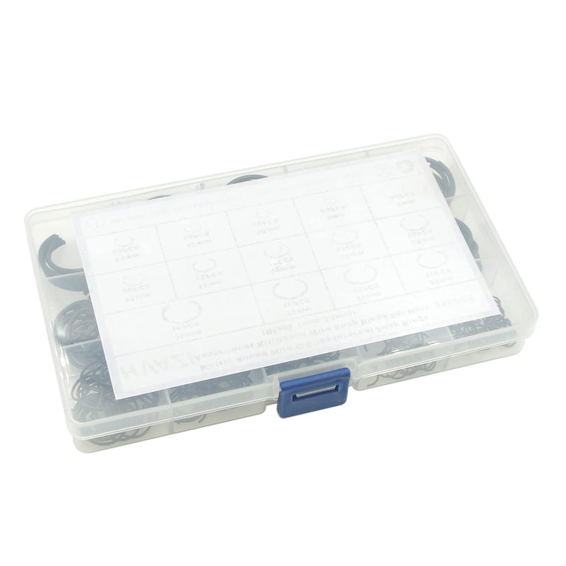 [Australia - AusPower] - 310PCS 14-Sizes Round Wire C-Clips Internal Snap Rings Assortment Kit;Round Wire Snap Rings for Hole(Black 7mm-30mm) 