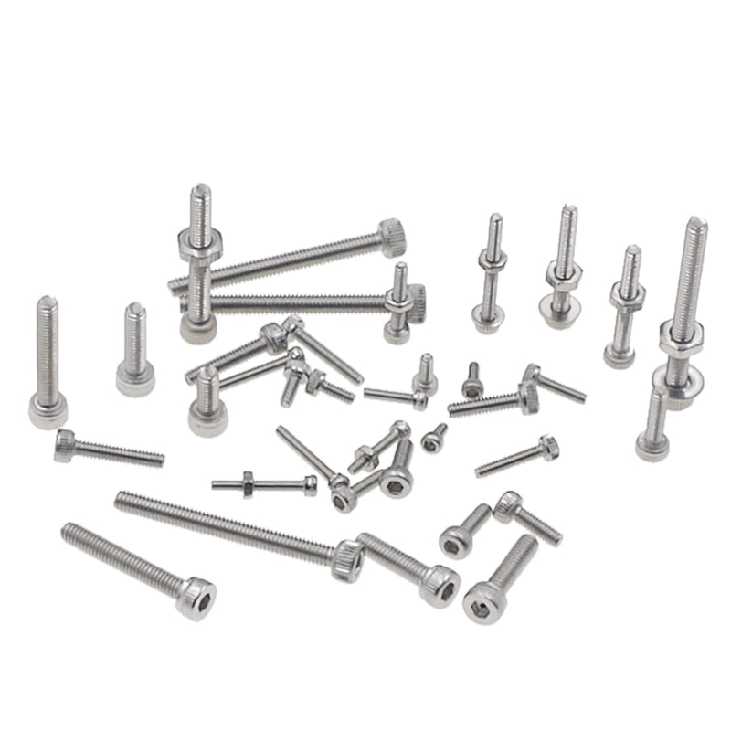 [Australia - AusPower] - Metric 1050PCS M1.4 M1.6 M2 M2.5 304 Stainless Steel Knurl Socket Head Cap Screws Hex Nuts Flat Washers Assortment Kit 