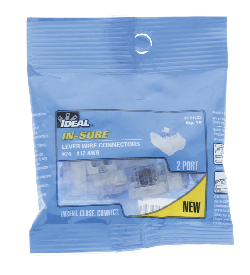[Australia - AusPower] - IDEAL Electrival in-Sure Lever Wire Connector 2-Port, 10/Bag 