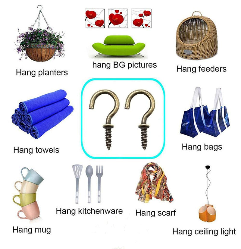 [Australia - AusPower] - Small Screw Hooks Bronze Ceiling Hooks 5/8'' Screw-in Lights Hooks Jewelry Hooks for Hanging Hooks (40 Pack) 40 PCS 
