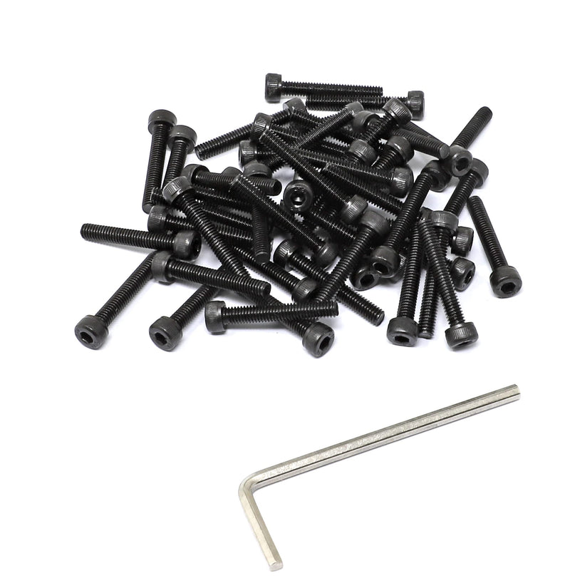 [Australia - AusPower] - iexcell 50 Pcs M4 x 25mm Thread Pitch 0.7 mm Alloy Steel 12.9 Grade Hex Socket Head Cap Screws Bolts Kit, Black Oxide Finish 
