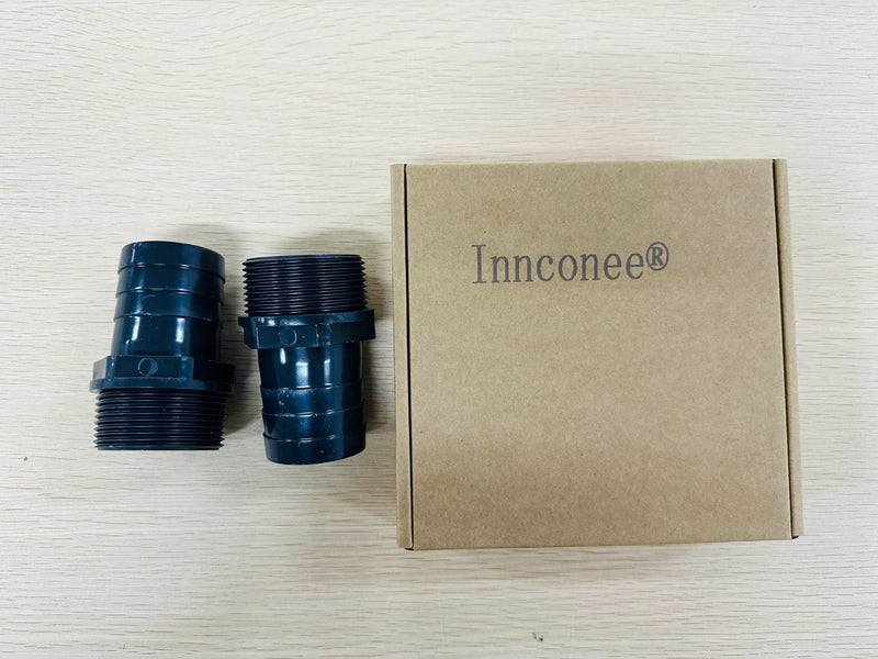 [Australia - AusPower] - 2 Pieces PVC Tube Fitting Adapter Barbed Hose Fittings Barbed x NPT Male(1-1/2",Black,2 Pcs) 1.5 Inch Black 2 
