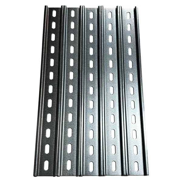 [Australia - AusPower] - International Connector T&G 5 Pieces DIN Rail Slotted Zinc-Plated Steel RoHS 35mm Wide 7.5mm High (12") 12" 