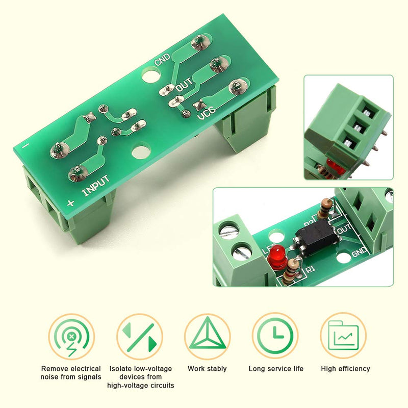 [Australia - AusPower] - 5 PCS Optocoupler Isolation Board, Icstation DC 12V Optocoupler Isolation Module EL817 1 Channel Opto PNP NPN Signal Converter, Isolator High-Level Trigger 80KHz 