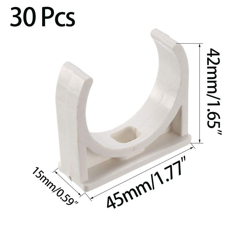 [Australia - AusPower] - 30 Pcs U-Shaped PVC Water 40mm Pipe Clamps Clips, U-Shaped Buckles Fit for 1-1/2" (40mm) Water Pipes and TV Trays Tubing Hose Hanger Support Pex Tubing ?White 40mm? 40mm/1-1/2"(30 Pcs) 