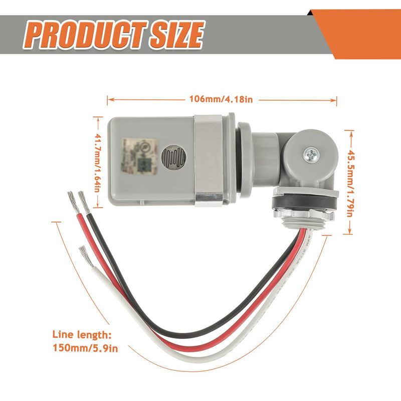 [Australia - AusPower] - 2 Pack 120VAC 50/60 Hz Photocell Sensor for Outdoor Lights IP54 Dusk to Dawn Sensor for Outdoor Lighting Photoelectric Switch with Automatic Illumination Detection Circuit 