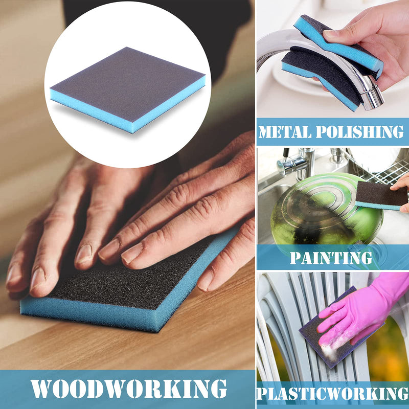 [Australia - AusPower] - 8Pcs 220 Grit Sanding Sponge, Jamiikury Sanding Blocks Washable and Reusable, Wet Dry Sandpaper Sponge for Wood Metal FurniturePaint and Drywall 220 Grits 