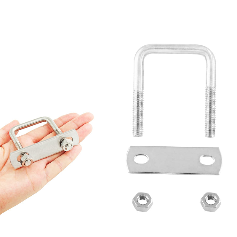 [Australia - AusPower] - 2Pcs Stainless Steel Square U-Bolt Clamp M8x40x65mm - (Thread Size x Inner Width x Length), Mini Metal U Bolts Pole U Bolt Brackets for Camper Trailer Marine Boat 