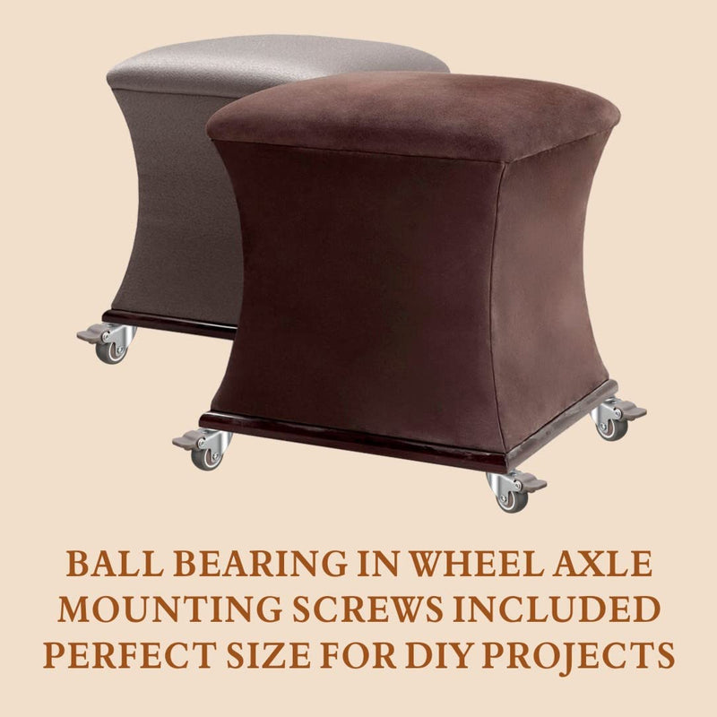 [Australia - AusPower] - 1 inch Casters Set of 4, Rubber Small Caster Wheels for Furniture, Heavy Duty Mini Castors for Furniture, Durable Low Profile Locking Furniture Casters, No Noise Top Plate Swivel Wheels 