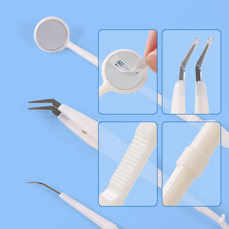 [Australia - AusPower] - JMU 10 Pack Disposable Dental Examination Kit, 3Pcs Basic Instruments Set, Sterile Packaging, Dental Mirror Explorer Probe Plier, Oral Cleaning Hygiene Kit Dentist Tools 
