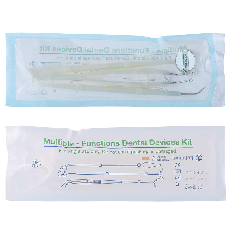 [Australia - AusPower] - JMU 10 Pack Disposable Dental Examination Kit, 3Pcs Basic Instruments Set, Sterile Packaging, Dental Mirror Explorer Probe Plier, Oral Cleaning Hygiene Kit Dentist Tools 