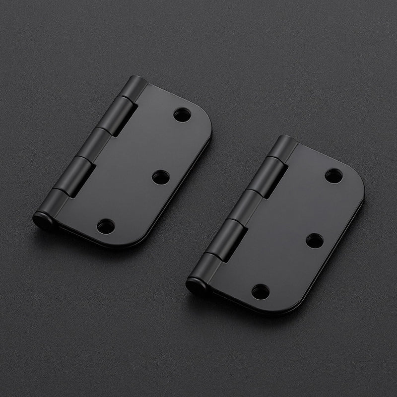 [Australia - AusPower] - 3 Pack Rounded Matte Black Door Hinges 3-1/2" x 3-1/2" Stainless Steel Hinges Flat Iron Bifold Residential Standard 3.5 x 3.5 Inch Door Hardware with 5/8" Radius Corners 
