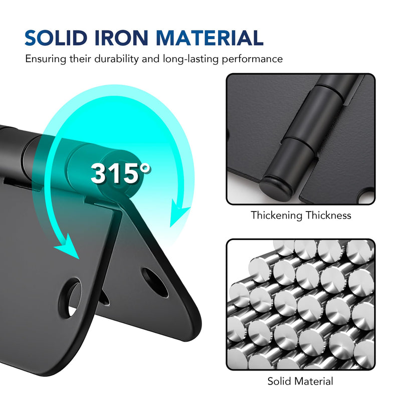 [Australia - AusPower] - 3 Pack Rounded Matte Black Door Hinges 3-1/2" x 3-1/2" Stainless Steel Hinges Flat Iron Bifold Residential Standard 3.5 x 3.5 Inch Door Hardware with 5/8" Radius Corners 