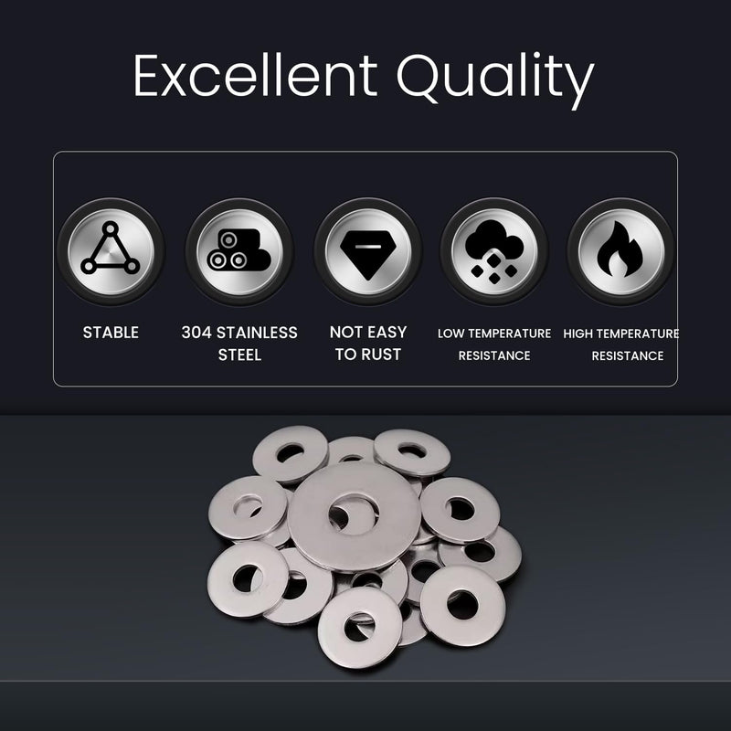 [Australia - AusPower] - Fender Washers, JSUSLIFE 10PCS 1/2"X2"x 0.12", Heavy Duty Extra Large Size 18-8 (304) Stainless Steel Washers Assortment, Metal Flat Washers Set for Bolts 