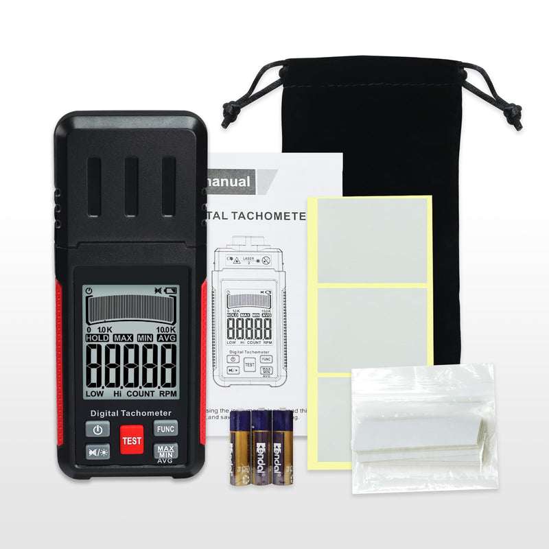 [Australia - AusPower] - Digital RPM Tachometer, Non Contact RPM Meter 10-99999 RPM High Accuracy Laser Tachometer Gauge with Reflection Tape, LCD Backlight, Data Hold & Max/Min/AVG Functions 