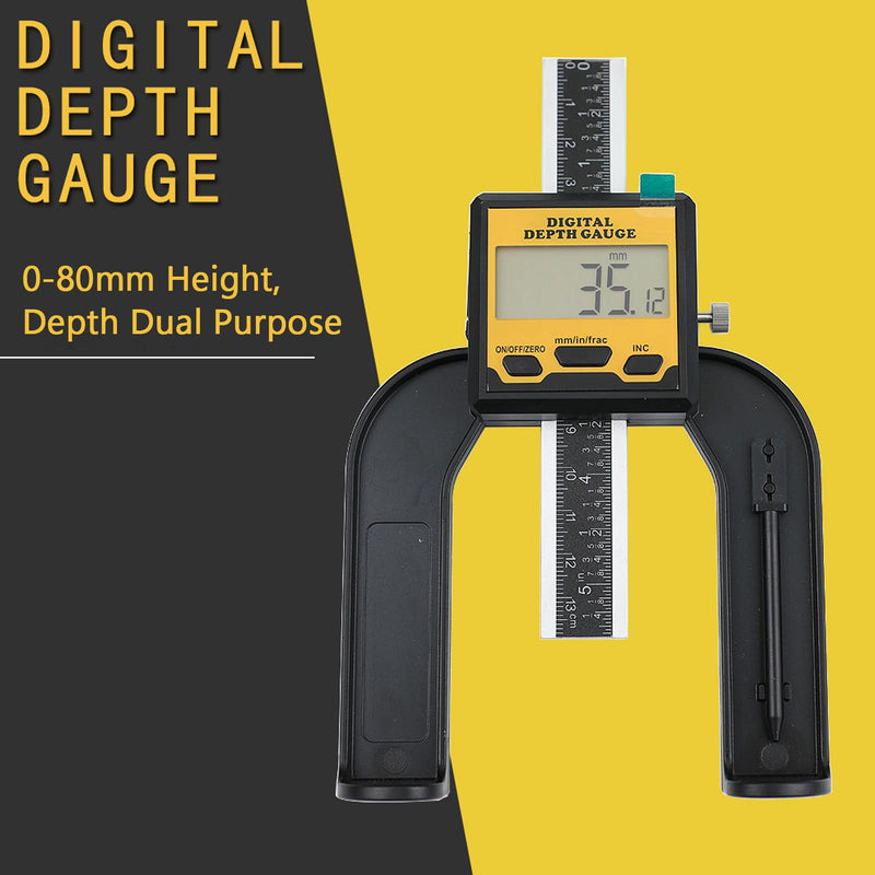 [Australia - AusPower] - Digital Height Gauge, 80mm Height Gauge Depth Gauge for Saw Table Thickness Gauge with Magnetic Feet for Woodworking Construction 