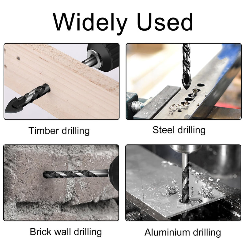 [Australia - AusPower] - 9-Piece Glass Drill Set, Professional Tile Drill Glass Drill Set (3/4/5/6/6/6/8/10/12 mm), for Various Materials, Tiles, Glass, Ceramic, Porcelain, Wood, Mirrors and Masonry 