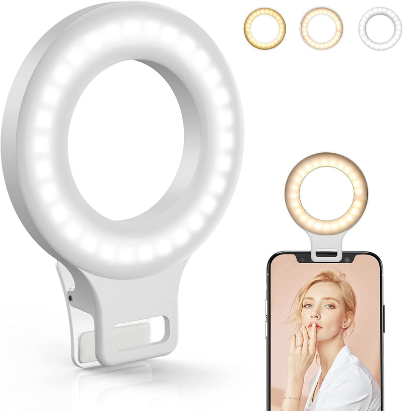 [Australia - AusPower] - Clip on Ring Light, Kimwood Rechargeable 60 LED Selfie Ring Light for Phone, Laptop, Tablet (3 Models, 5 Level Brightness) 