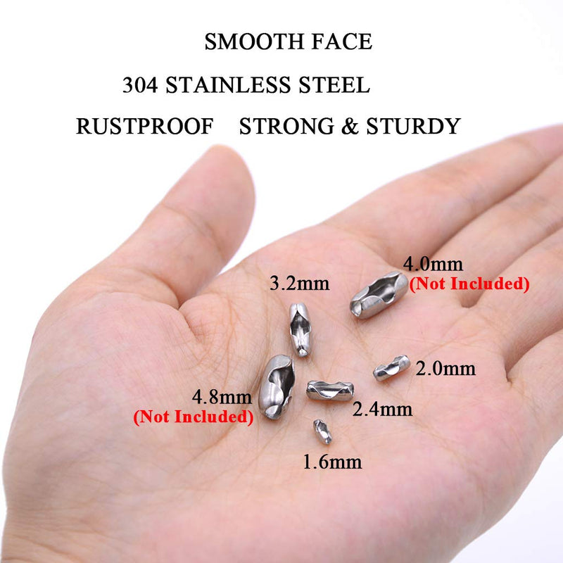 [Australia - AusPower] - KINGOU 80pcs Stainless Steel Ball Chain Connector Clasps Fits for 1.6/2.0/2.4/3.2mm Beaded Ball Chain 