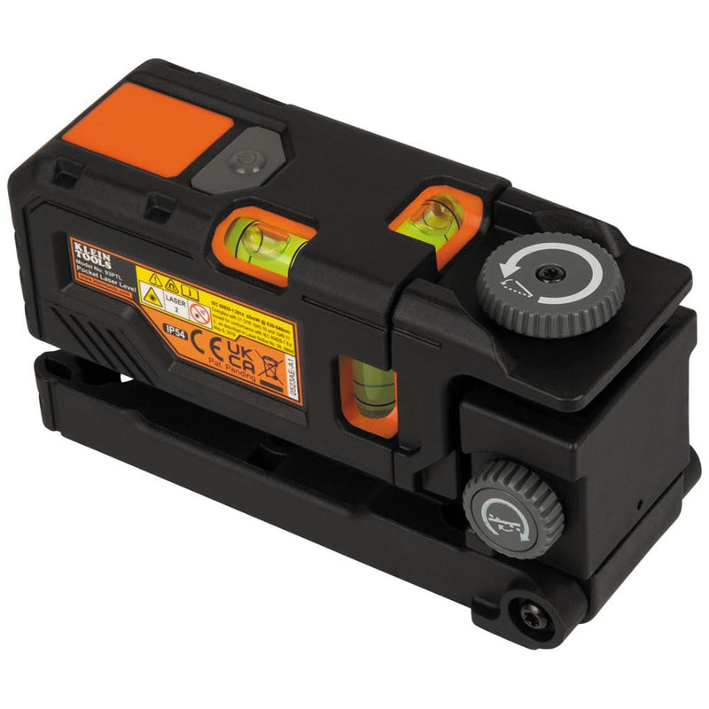 [Australia - AusPower] - Klein Tools 93PTL Magnetic Pocket Laser Level, Bright Red Leveling and Alignment Tool, 3 Bubble Vials, 360-Degree Wall Attachment, Picture Hanging Red Line 