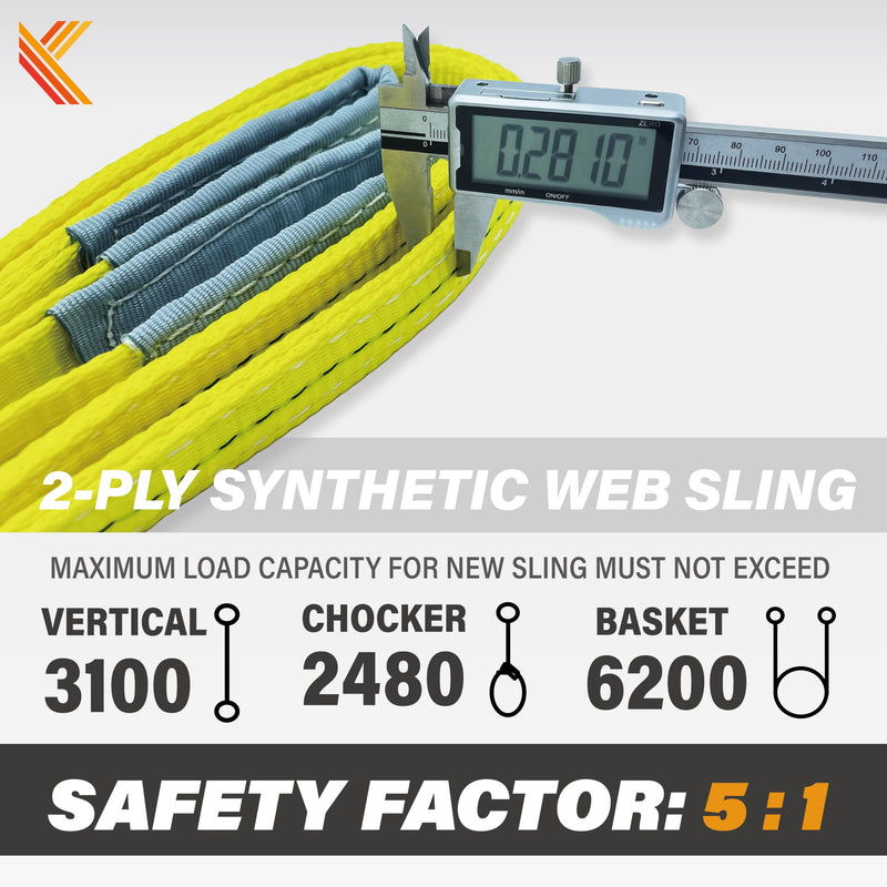 [Australia - AusPower] - 2-Ply Lifting Straps 1”x 4ft Webbing Sling Tree Saver 2Pack Heavy Duty Web Strap Rigging Moving Towing Hoisting Gear KODIAK STRAPS 2 PACK 1inch x 4ft 