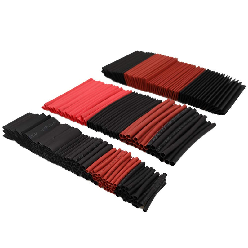 [Australia - AusPower] - 300 PCS 3:1 Ratio Heat Shrink Tubing Kit, 5 Sizes (Diameter): 1/8, 1/4, 3/16, 3/8, 1/2 Inch, Electric Wire Cable Wrap Assortment Electric Insulation Heat Shrink Tube Kit with Box (Black & Red) 