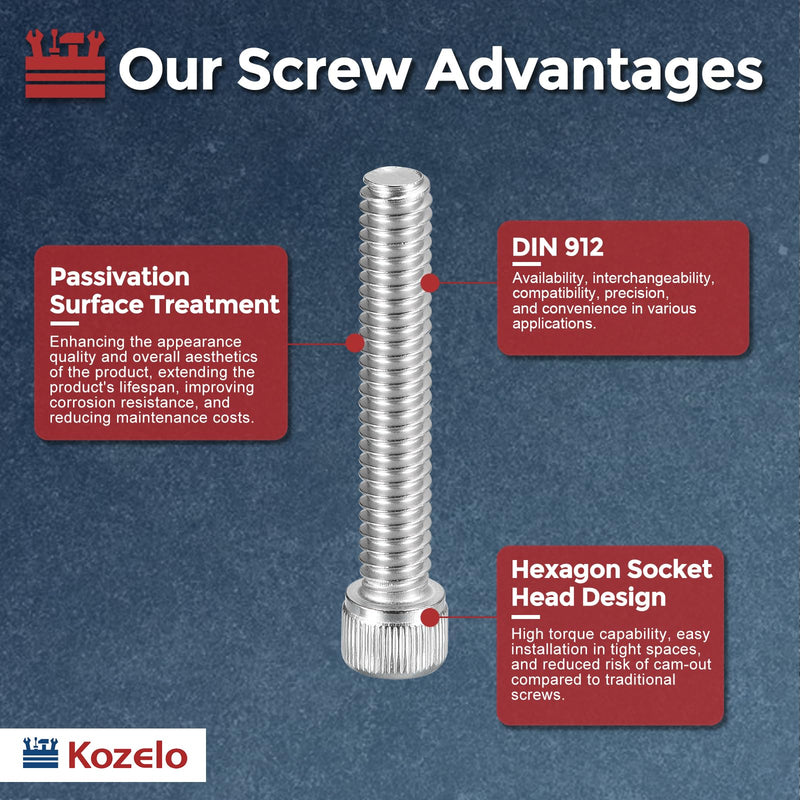 [Australia - AusPower] - 120pcs M6 Socket Head Cap Screws Bolts Nuts Assortment Kit - [M6x10/12/16/20/25/30/35mm] 304 Stainless Steel Allen Socket Drive for 3D Printer 120 