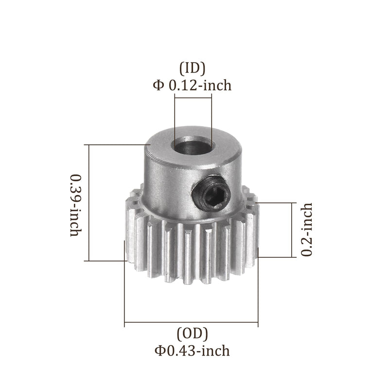 [Australia - AusPower] - Mod 0.5 Pinion Gear 20 Teeth - [3mm Bore x 5mm Height] Spur Diff Differential Motor Gear for RC Model Car Parts, Gearbox, Electric Grinder Use, Stainless Steel,Silver Tone 