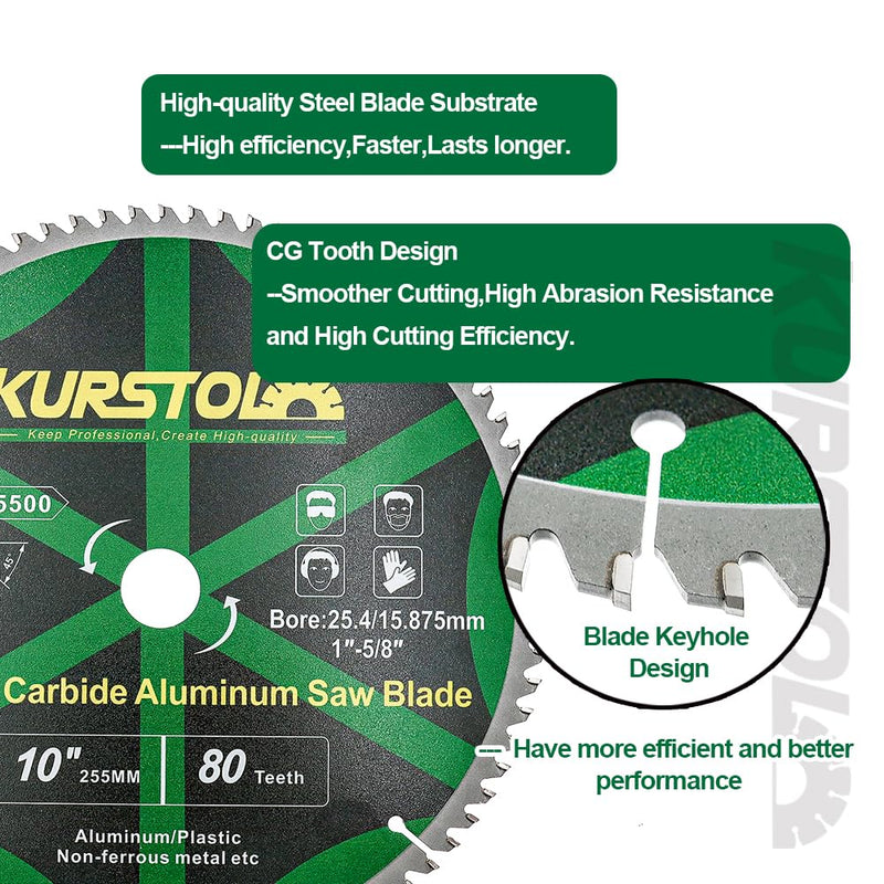[Australia - AusPower] - KURSTOL Metal Circular Saw Blade 184 x 15.875 mm - TCG Aluminium Circular Saw Blade 60 Teeth for Aluminium, Non-Ferrous Metal, Plastic 184mm 1 
