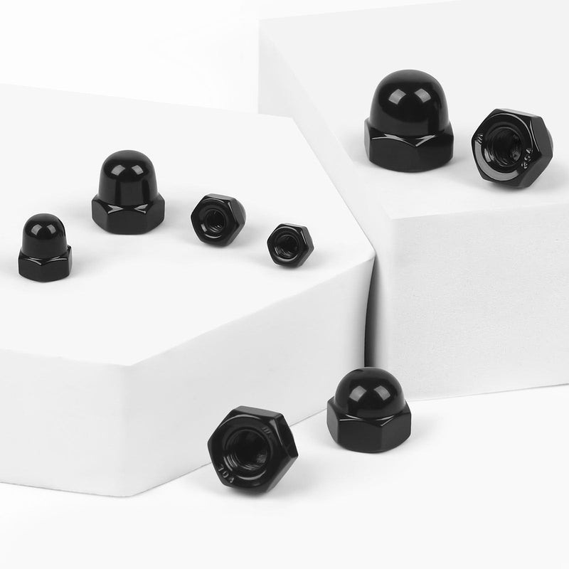 [Australia - AusPower] - #8-32 Acorn Cap Nuts, 30 PCS Black Coating Acorn Dome Cap Nuts, Hex Drive, Stainless Steel 304 #8-32 