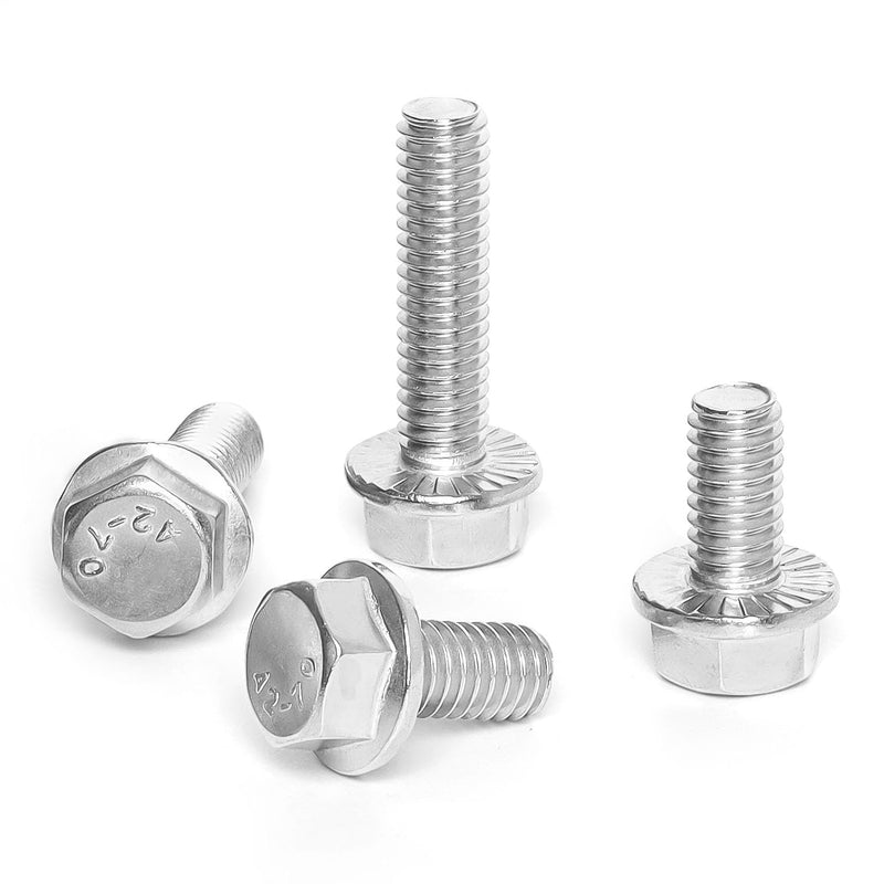 [Australia - AusPower] - 1/4-20 x 3/4" (25 PCS) Flanged Hex Head Bolts, Flange Washer Head Hexagon Screws, 18-8 Stainless Steel (304), Plain Finish, Full Thread 1/4-20 x 3/4" 