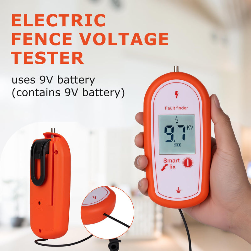 [Australia - AusPower] - Electric Fence Voltage Tester, 15KV Digital Electric Fence Voltage Tester, Digital Display High Voltage 200-15000V Gardening Tools Orange 