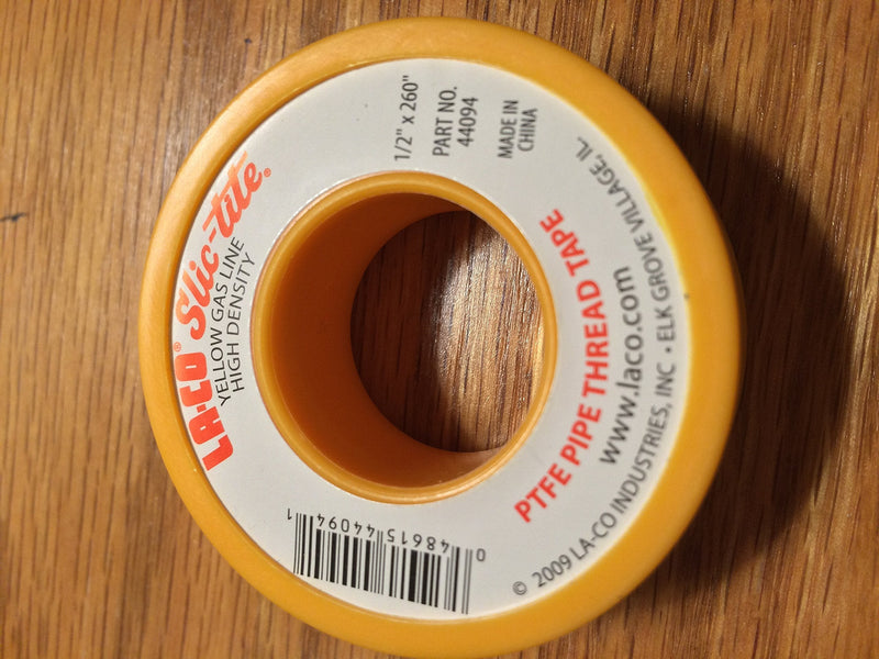 [Australia - AusPower] - LA-CO 44094 Slic-Tite PTFE Gas Line Pipe Thread Tape, Premium Grade, [260" Length, 1/2" Wide], Yellow 260 Inch (Pack of 1) 