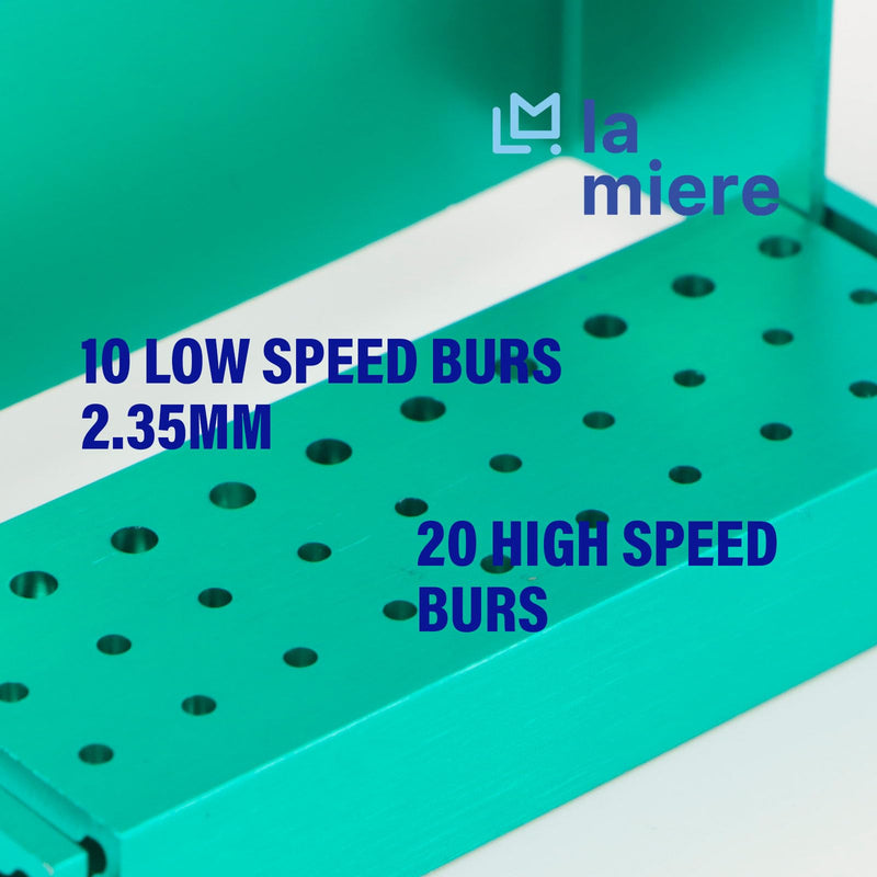 [Australia - AusPower] - 30 Holes Dental Burs Holder Diamond Burs Drill High Speed Block Aluminum Autoclavable Box, Disinfection Bur Organizer Station Opening Box Case with Cover Reusble - Turquoise 
