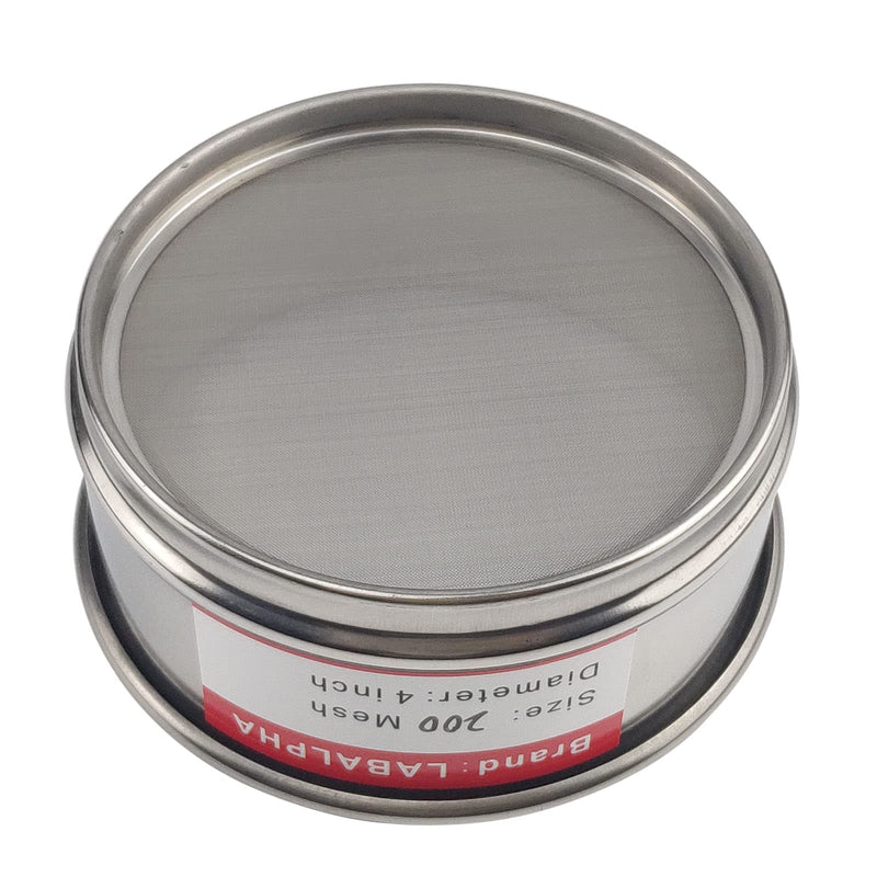 [Australia - AusPower] - 200 Mesh Lab Sieves, Test Sieve #200 Mesh, 4'' Diameter, 304 Stainless Steel Wire Cloth (0.075mm) 200 mesh (0.075mm) 