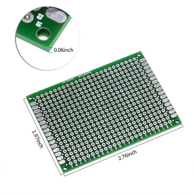 [Australia - AusPower] - (Pack of 4) PCB Prototype Board, Double Sided PCB Proto Board for DIY Solder Breadboard, 5cm X 7cm(1.969" X 2.756") Universal Printed Circuit Board 5x7-4PC 