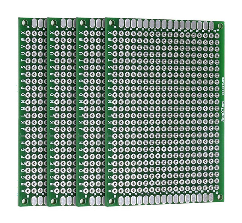 [Australia - AusPower] - (Pack of 4) PCB Prototype Board, Double Sided PCB Proto Board for DIY Solder Breadboard, 5cm X 7cm(1.969" X 2.756") Universal Printed Circuit Board 5x7-4PC 