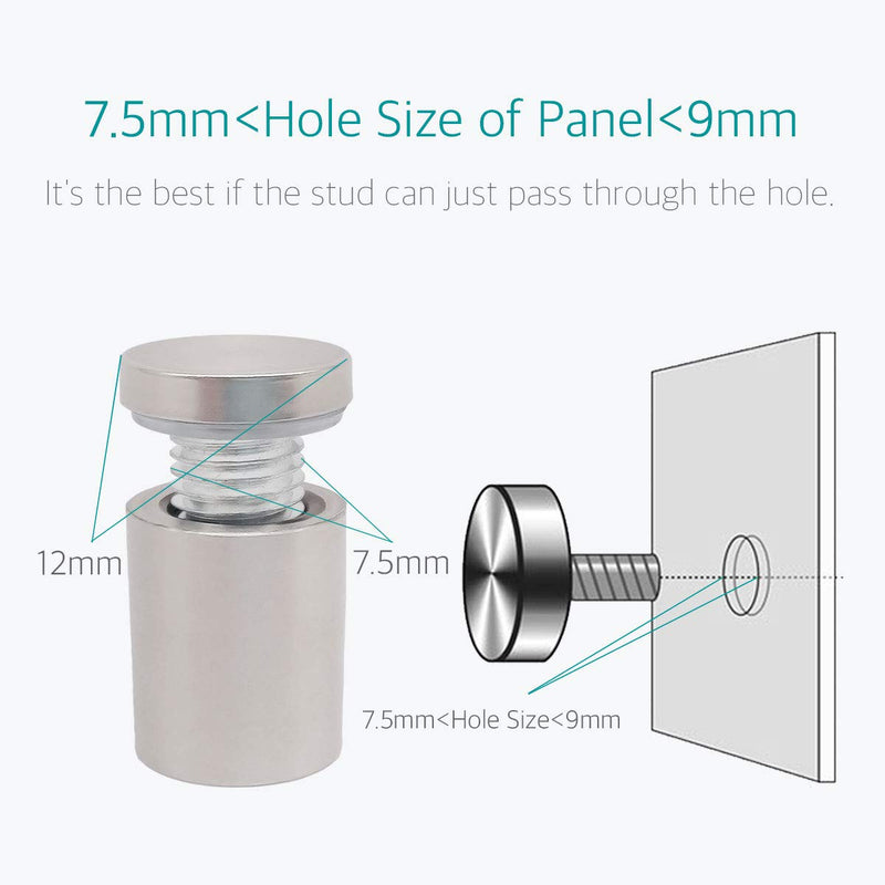 [Australia - AusPower] - Lantee Sign Standoff Screws - 8 Pcs 1/2 x 1 Inch Stainless Steel Standoff Mounts Hardware Screws for Acrylic & Glass, 12 x 25mm 1/2" x 1" / 12 x 25mm 
