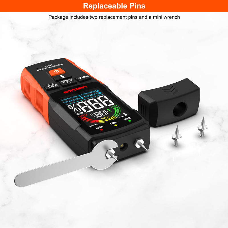 [Australia - AusPower] - 2-in-1 Pin & Pinless Moisture Meter MS03 – Accurate Moisture Detection for Wood, Concrete, Drywall, and More – LCD Display with Hold Function, Flashlight, and Auto Power Off 