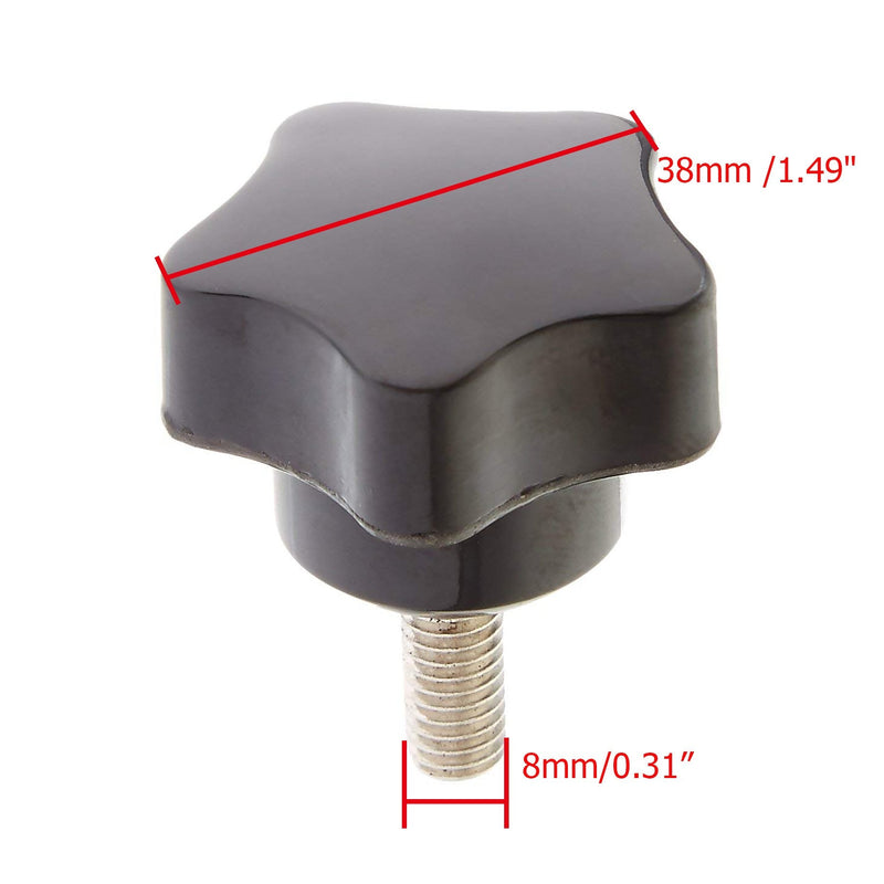 [Australia - AusPower] - 10Pcs Star Stud Knob, M8 x 20mm Star Screw Hand Knob Male Thread Tightening Screw Grip Handle Black Screw Fastener M8x20 