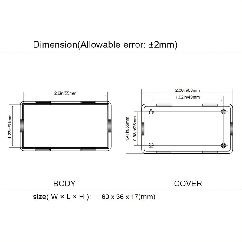 [Australia - AusPower] - LeMotech Project Box 5 Pieces ABS Plastic Electrical Project Case Small Junction Box for Electronics White 2.36 x 1.42 x 0.67 inch (60 x 36 x 17 mm) 2.36"x 1.42"x 0.67" 