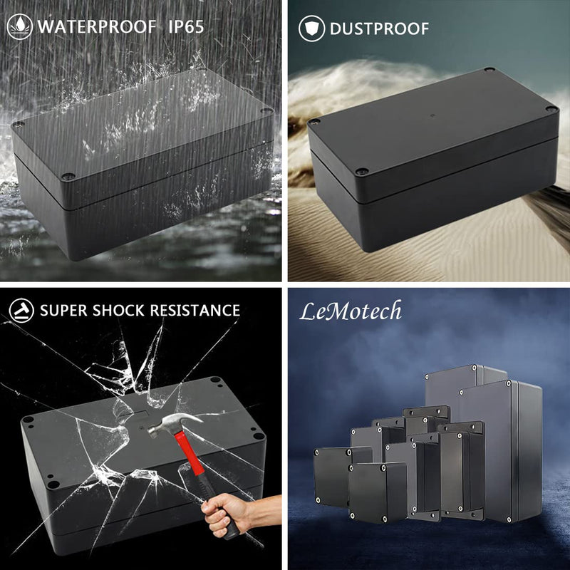 [Australia - AusPower] - LeMotech Project Box ABS Plastic Junction Box IP65 Waterproof Electrical Boxes Universal Enclosure Black 6.2X 3.5X 2.4 inch (158x90x60mm)?Pack of 1? 6.2"x 3.5"x 2.4" 1 pack 