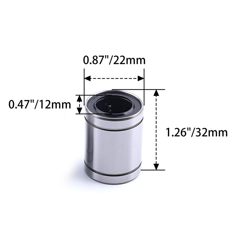 [Australia - AusPower] - LME12UU Linear Ball Bearings 12mm Bore 22mm OD 32mm Length, Use for CNC Machine Tools 3D Printer Mechanical Sliding Tables 2 PCS LME12UU - 12 * 22 * 32 mm 