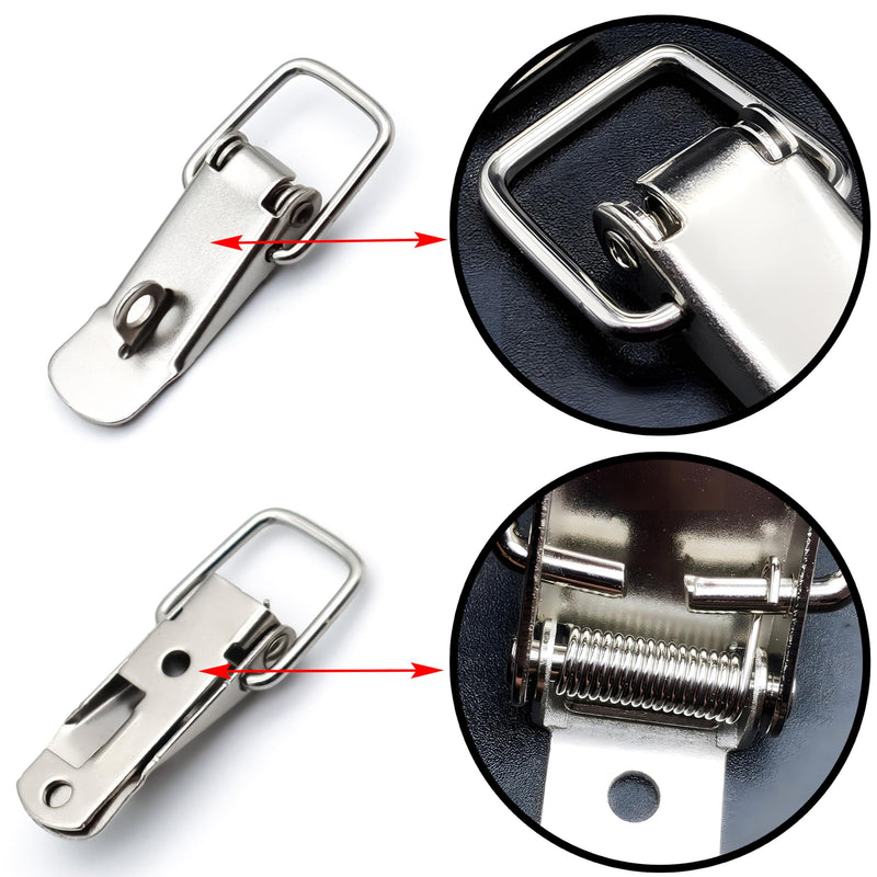 [Australia - AusPower] - 8 pcs Stainless Steel 90-Degree Spring Toggle Lock with Clasp Buckle Latch Latch Catches Hasps Clamps with Mounting Screws 