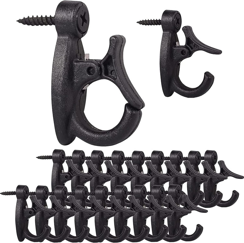 [Australia - AusPower] - Outdoor String Lights Hooks, Screw Hooks for Hanging Christmas Lights, Light Hanger Hooks for Patio Lights, Light Wire and Plants - Black, 20 Pack Wall 