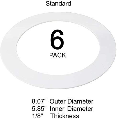 [Australia - AusPower] - 6 Pack Gloss White Goof Trim Ring for 6" Inch Recessed Lighting Trim Can Light Trim for Down Light, Outer Diameter 8 Inches, Inner Diameter 5.8 Inches 6 Pack 