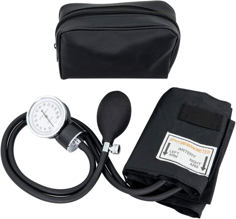 [Australia - AusPower] - LINE2design Adult Blood Pressure Cuff - School Safety Deluxe Aneroid Sphygmomanometer with Cuff and Carrying Case Trauma Kits Black 